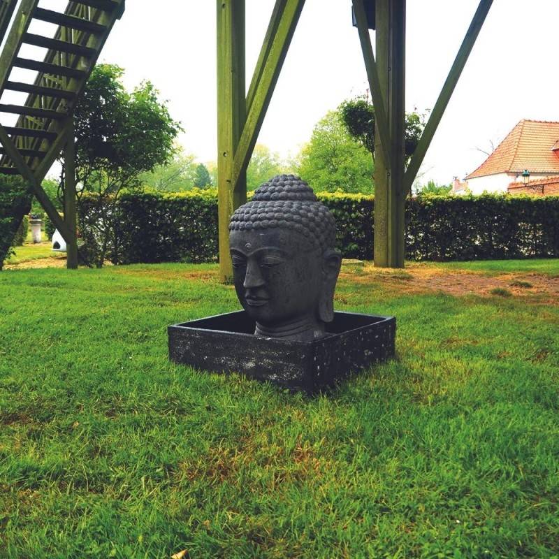 Jardinex - Fontaine tête de bouddha 75 cm + Bac - Gris anthracite 96 cm - Jardinex - Imagen 3