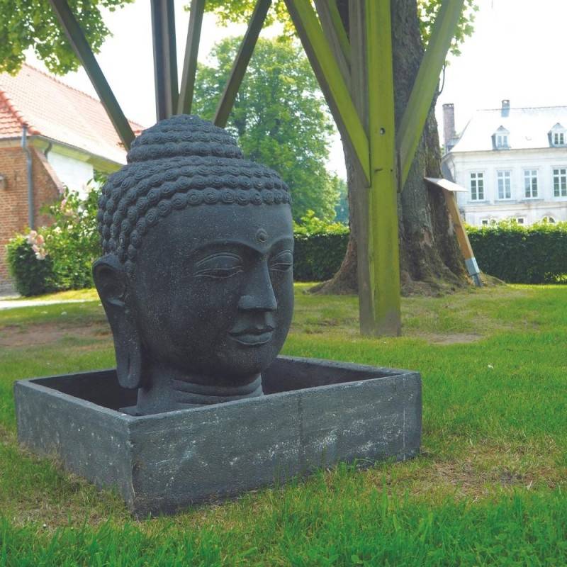 Jardinex - Fontaine tête de bouddha 75 cm + Bac - Gris anthracite 96 cm - Jardinex - Imagen 2