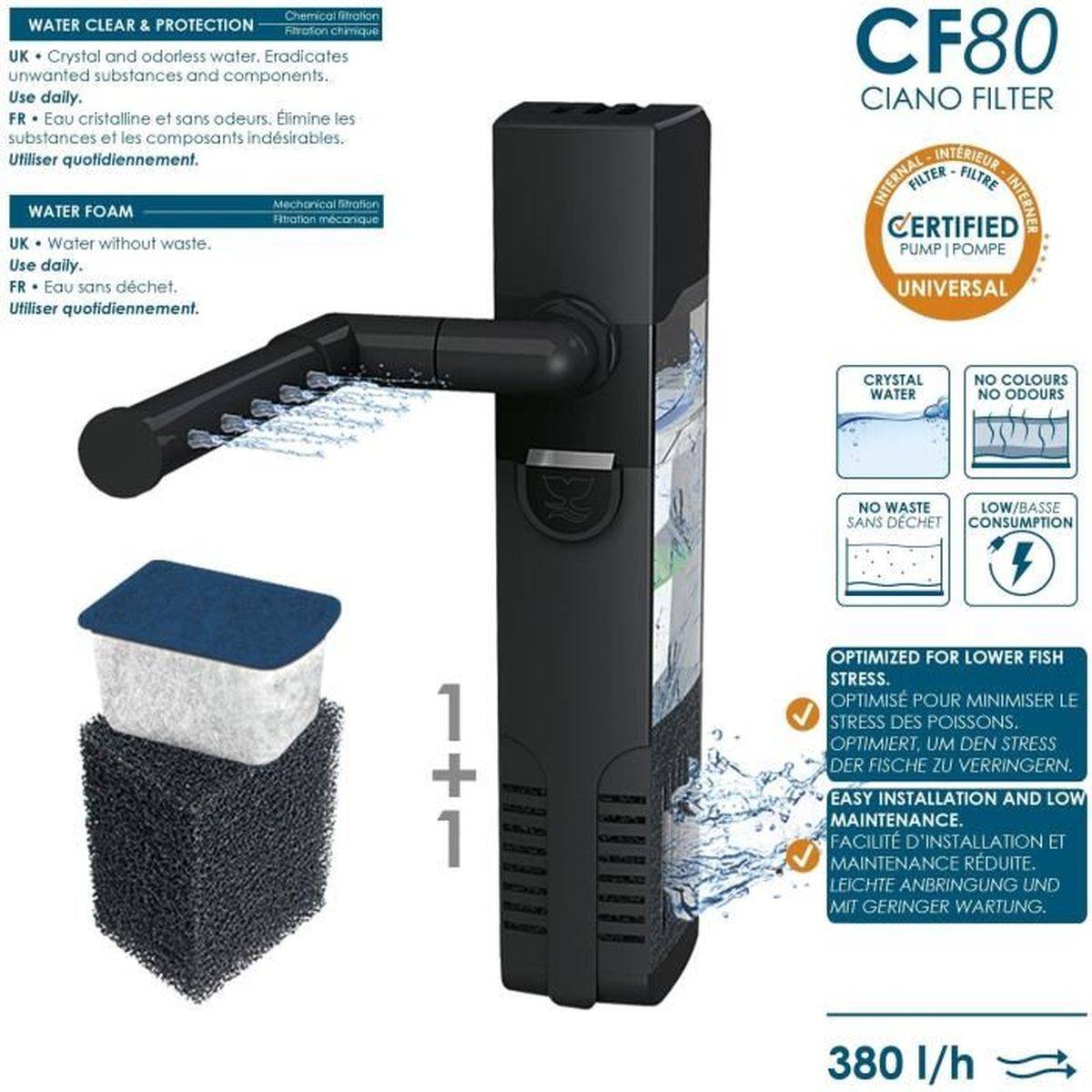 Ciano - Kit aquarium blanc 58 L CIANO Emotions Pro 60, filtre interne CF80, éclairage LED CLA60, chauffage 50 W - Image 2
