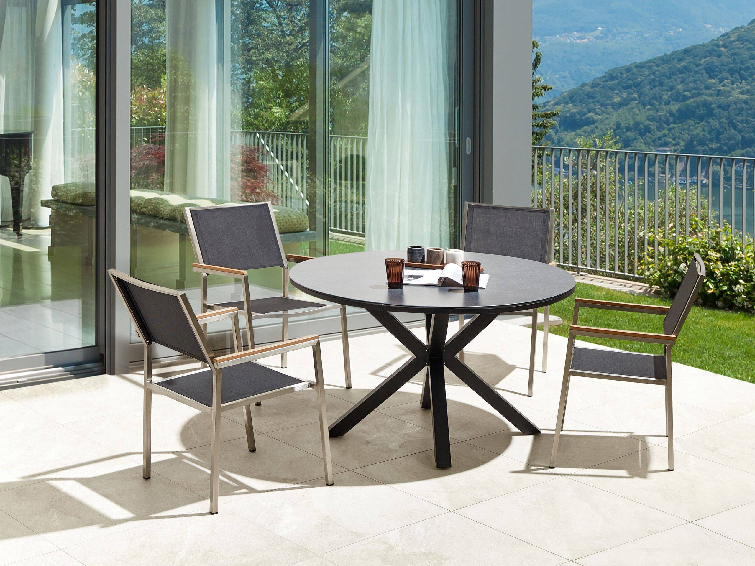 Beliani - Set de salle à manger, 4 Personnes Aluminium Gris MALETTO/GROSSETO - Beliani - Imagen 1