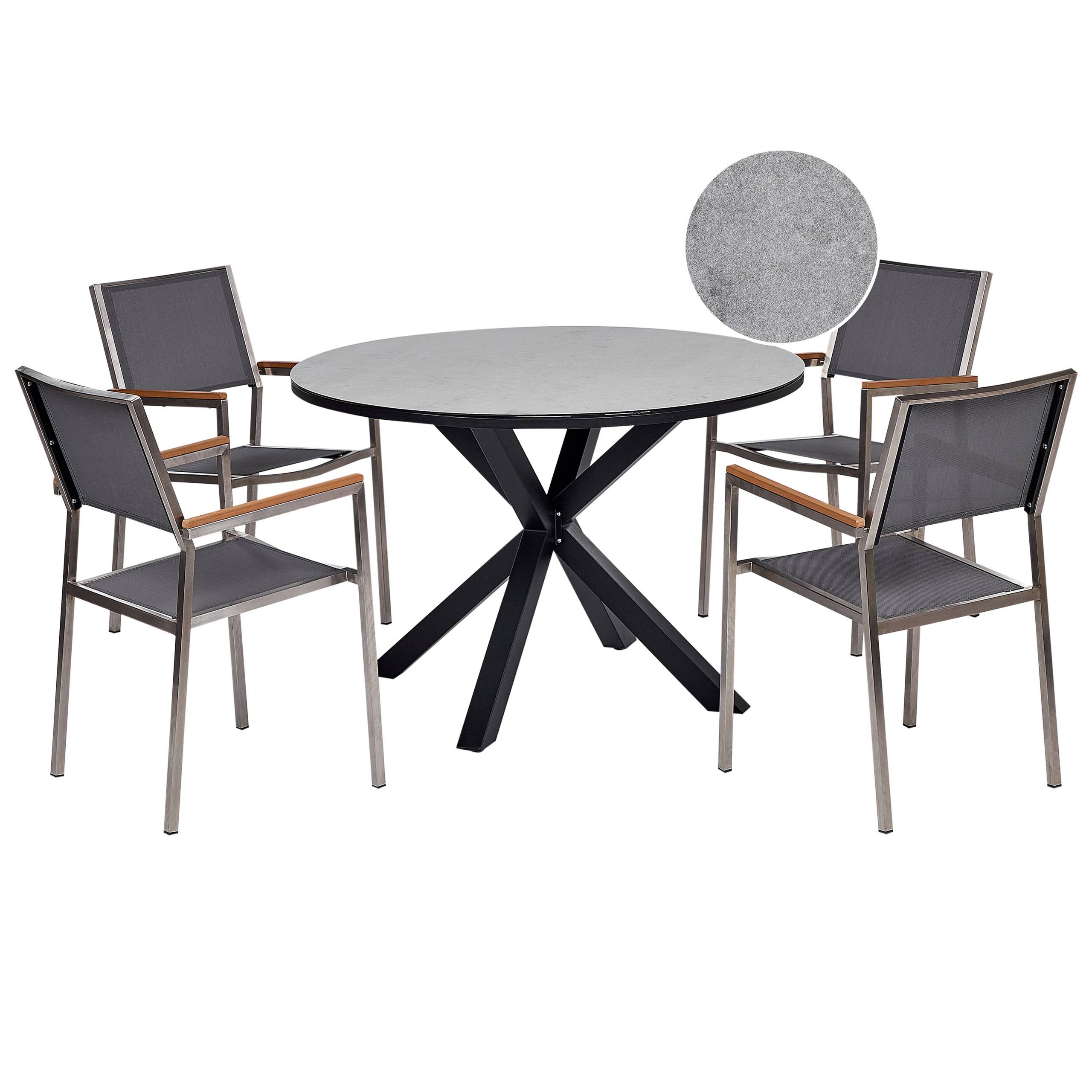Beliani - Set de salle à manger, 4 Personnes Aluminium Gris MALETTO/GROSSETO - Beliani - Imagen 2