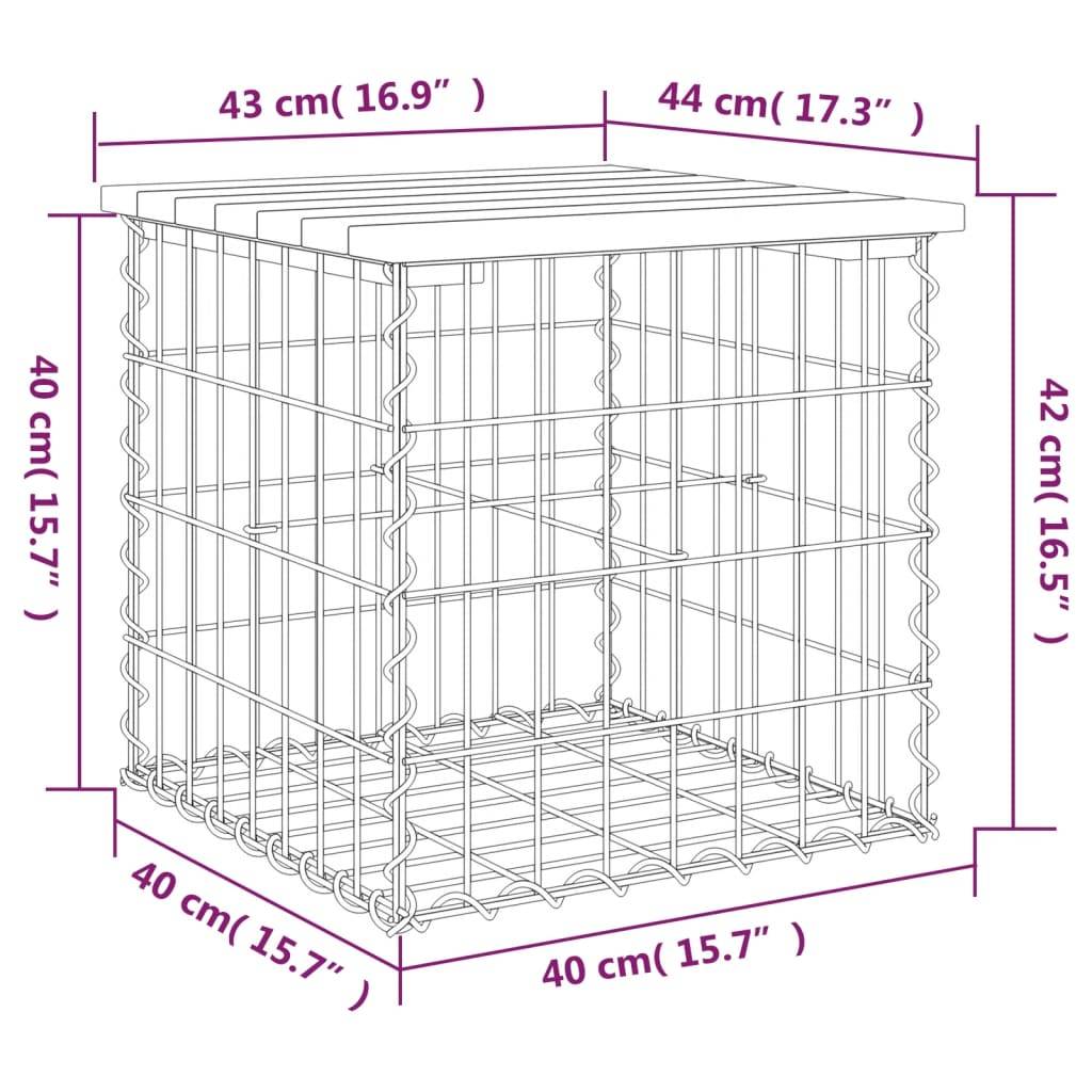 Maison Chic - Banc de jardin - Banc d'extérieur - Banquette design gabion 43x44x42 cm bois massif de douglas - Imagen 8