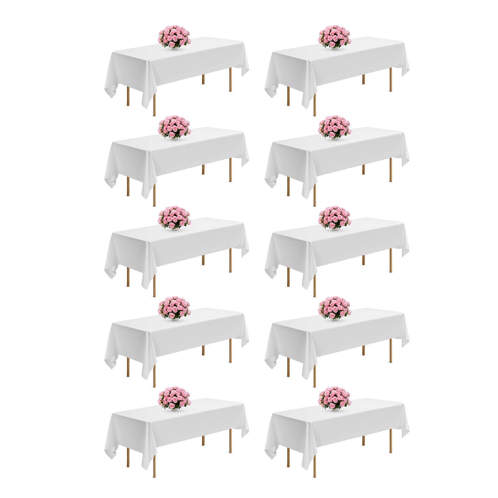 Vevor - VEVOR Nappe rectangulaire blanche en polyester 1524x2591 mm 10 pcs pour mariage - Image 1