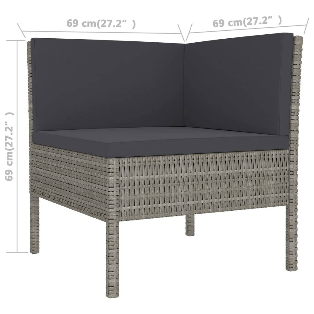 Helloshop26 - Salon de jardin meuble d'extérieur ensemble de mobilier 6 pièces avec coussins résine tressée gris - Imagen 4