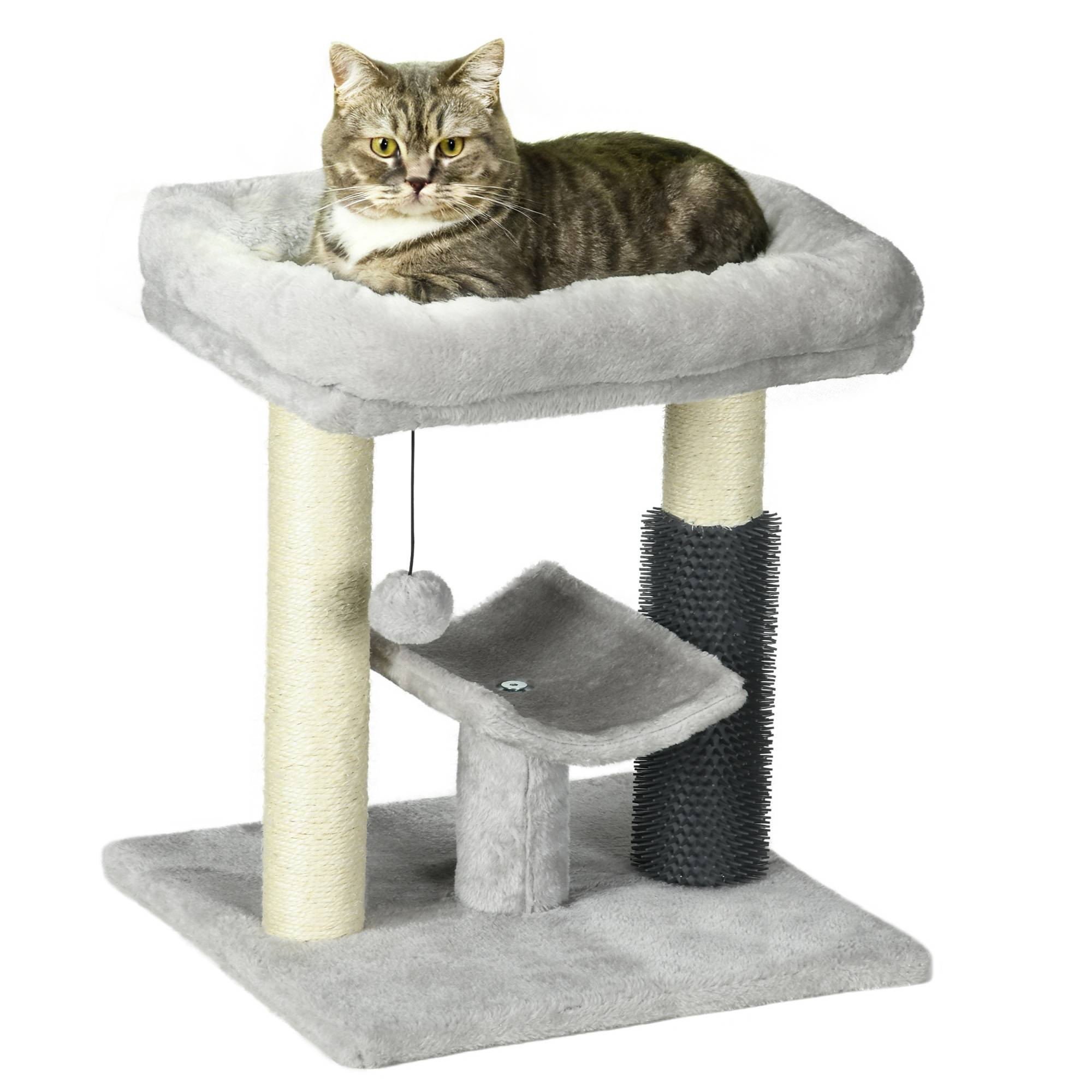 Arbre à griffer avec couchage, plateforme, brosse et poteau sisal ...