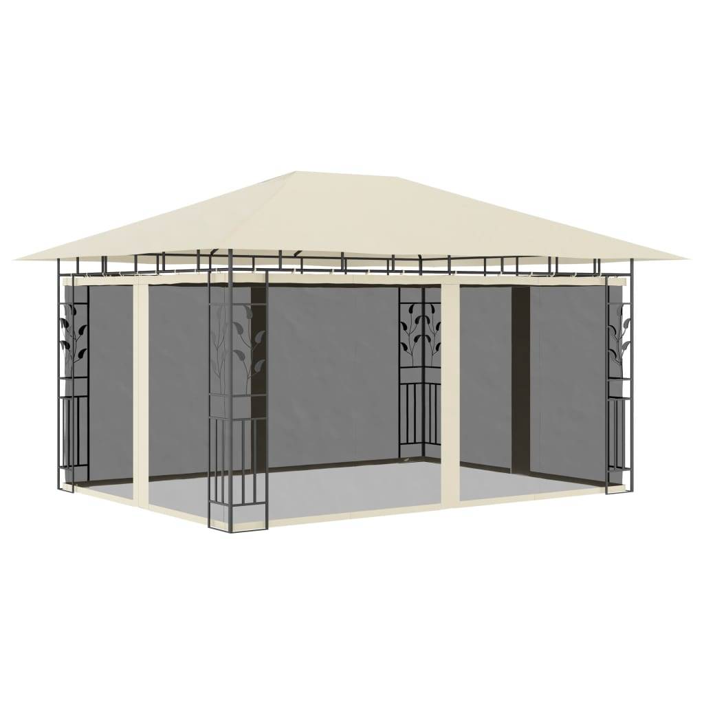 Pergola Jardin - Tonnelle de jardin - Belvédère avec moustiquaire 4x3x2,73 m Crème 180 g/m² MI71 - Image 2