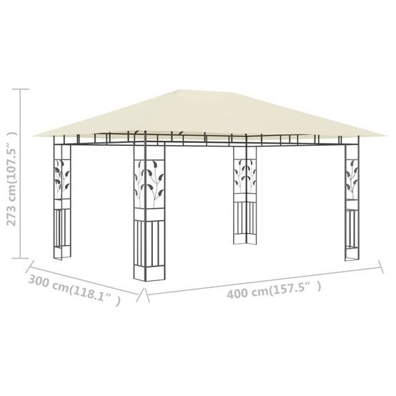 Pergola Jardin - Tonnelle de jardin - Belvédère avec moustiquaire 4x3x2,73 m Crème 180 g/m² MI71 - Image 6