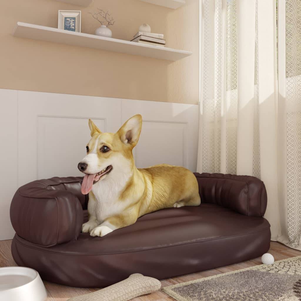 Vidaxl - Lit pour chien ergonomique Mousse Marron 88x65 cm Similicuir vidaXL 171321 - Imagen 1