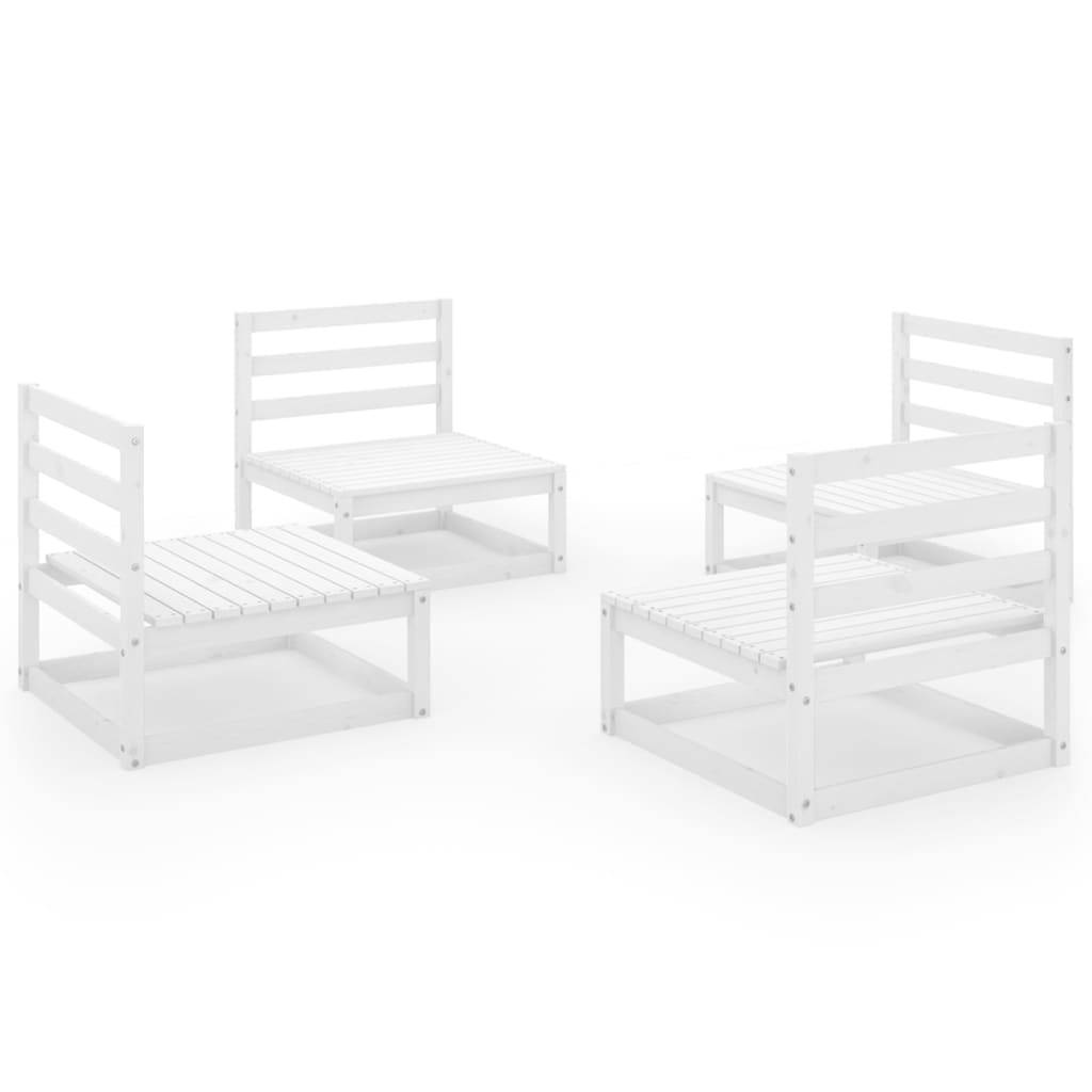 Helloshop26 - Salon de jardin meuble d'extérieur ensemble de mobilier 4 pièces blanc bois de pin massif - Imagen 1