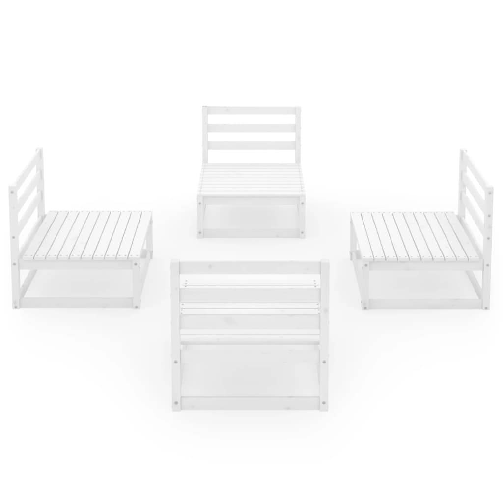 Helloshop26 - Salon de jardin meuble d'extérieur ensemble de mobilier 4 pièces blanc bois de pin massif - Imagen 2