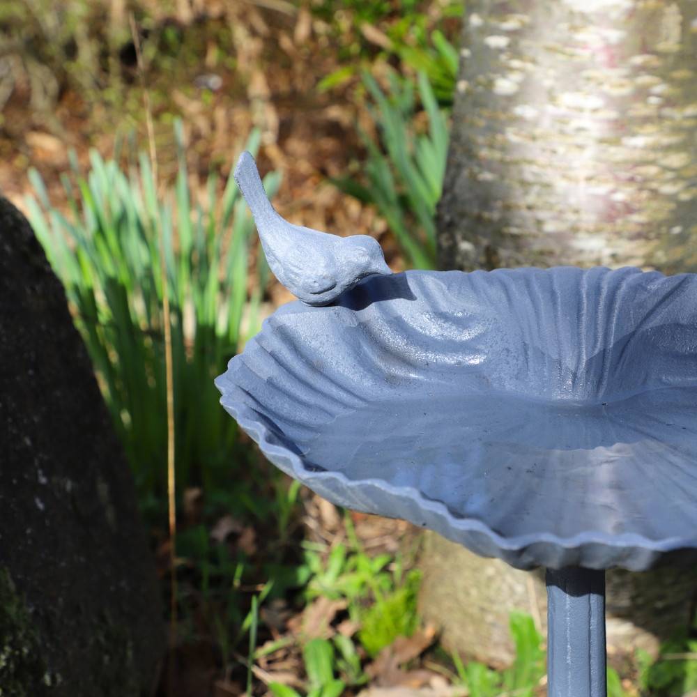 Mangeoire à oiseaux sur pied abreuvoir jardin fonte grise 50cm Chemin de campagne - Imagen 4