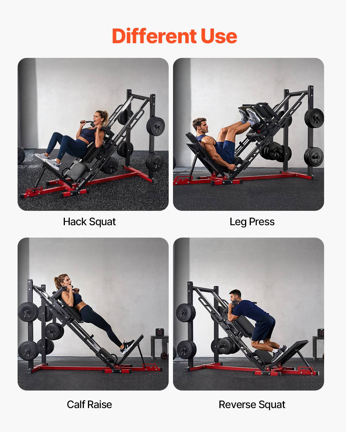 Vevor - VEVOR Presse à cuisse réglable, hack squat et presse jambes, acier carbone, capacité 907 kg, rangement disques, pour quadriceps et fessiers - Image 5