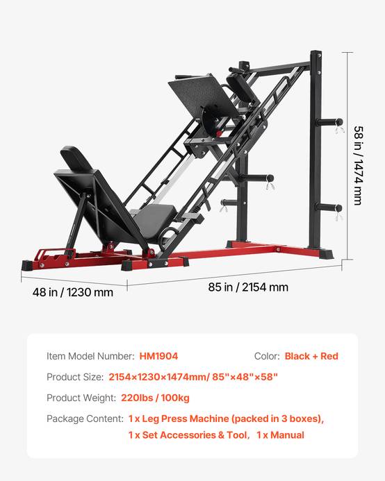 Vevor - VEVOR Presse à cuisse réglable, hack squat et presse jambes, acier carbone, capacité 907 kg, rangement disques, pour quadriceps et fessiers - Image 6