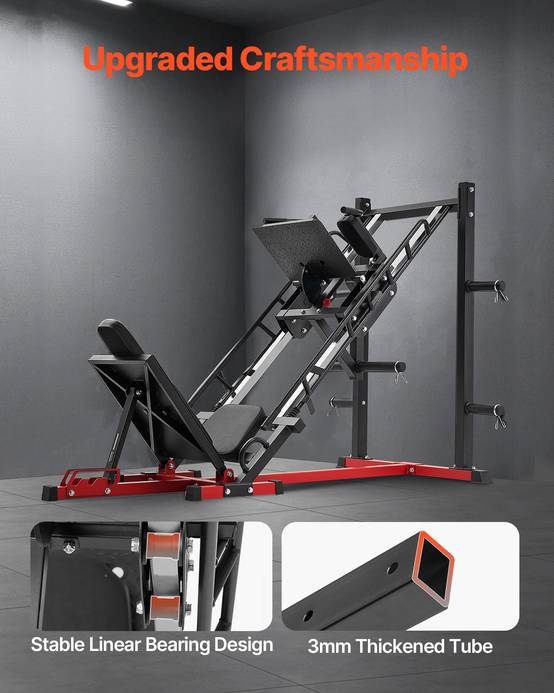 Vevor - VEVOR Presse à cuisse réglable, hack squat et presse jambes, acier carbone, capacité 907 kg, rangement disques, pour quadriceps et fessiers - Image 3