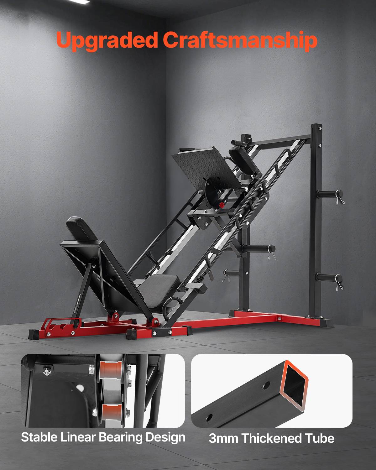 Vevor - VEVOR Presse à cuisse réglable, hack squat et presse jambes, acier carbone, capacité 907 kg, rangement disques, pour quadriceps et fessiers - Image 3