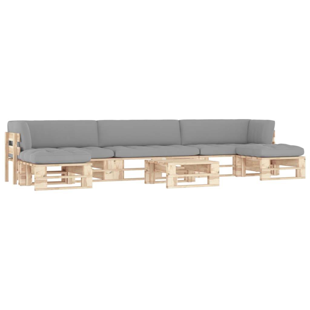 Helloshop26 - Salon de jardin meuble d'extérieur ensemble de mobilier palette 6 pièces avec coussins bois de pin imprégné - Imagen 1