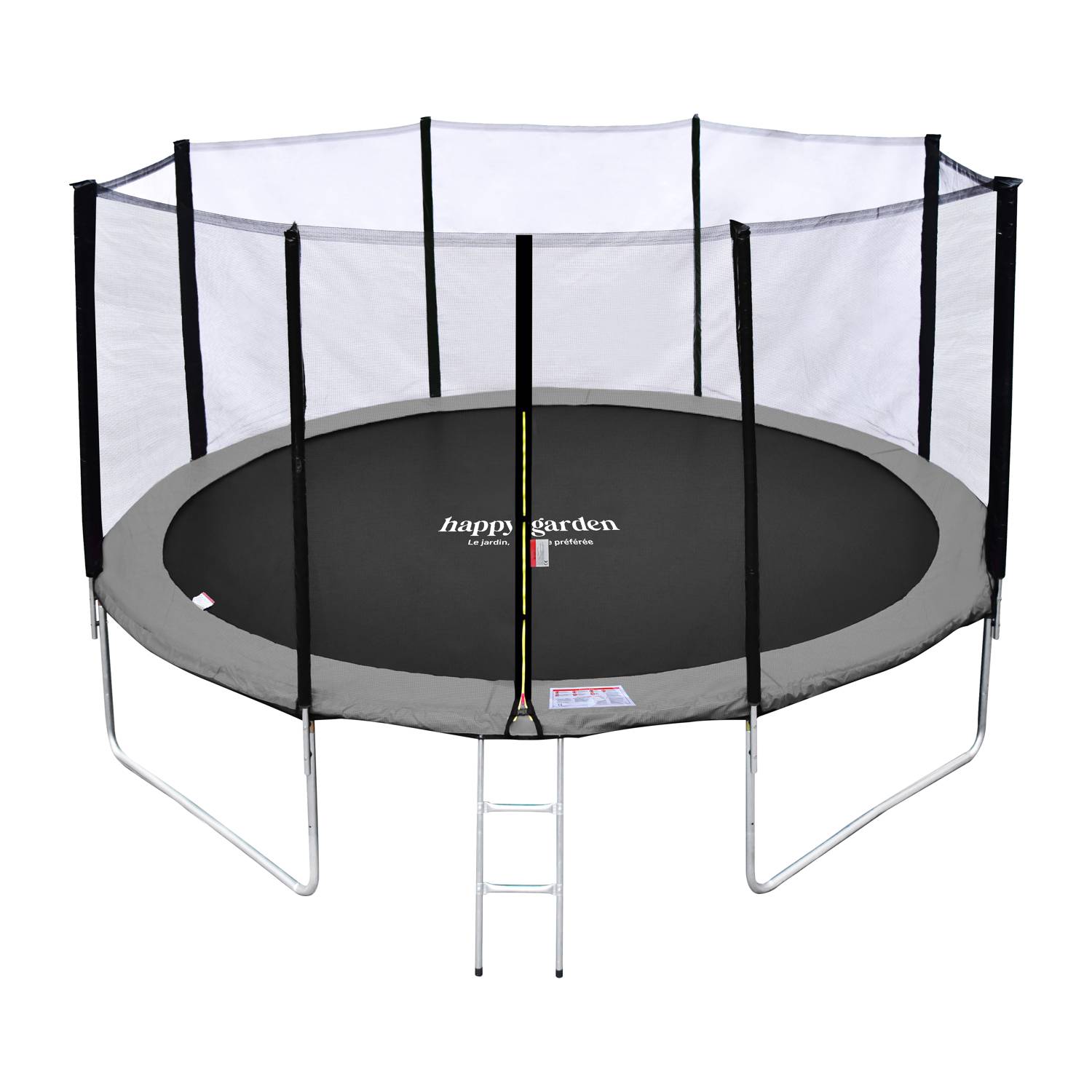 Happy Garden - Pack Premium Trampoline 370cm réversible gris / rose PERTH + filet, échelle, bâche et kit d'ancrage - HAPPY GARDEN - Imagen 1