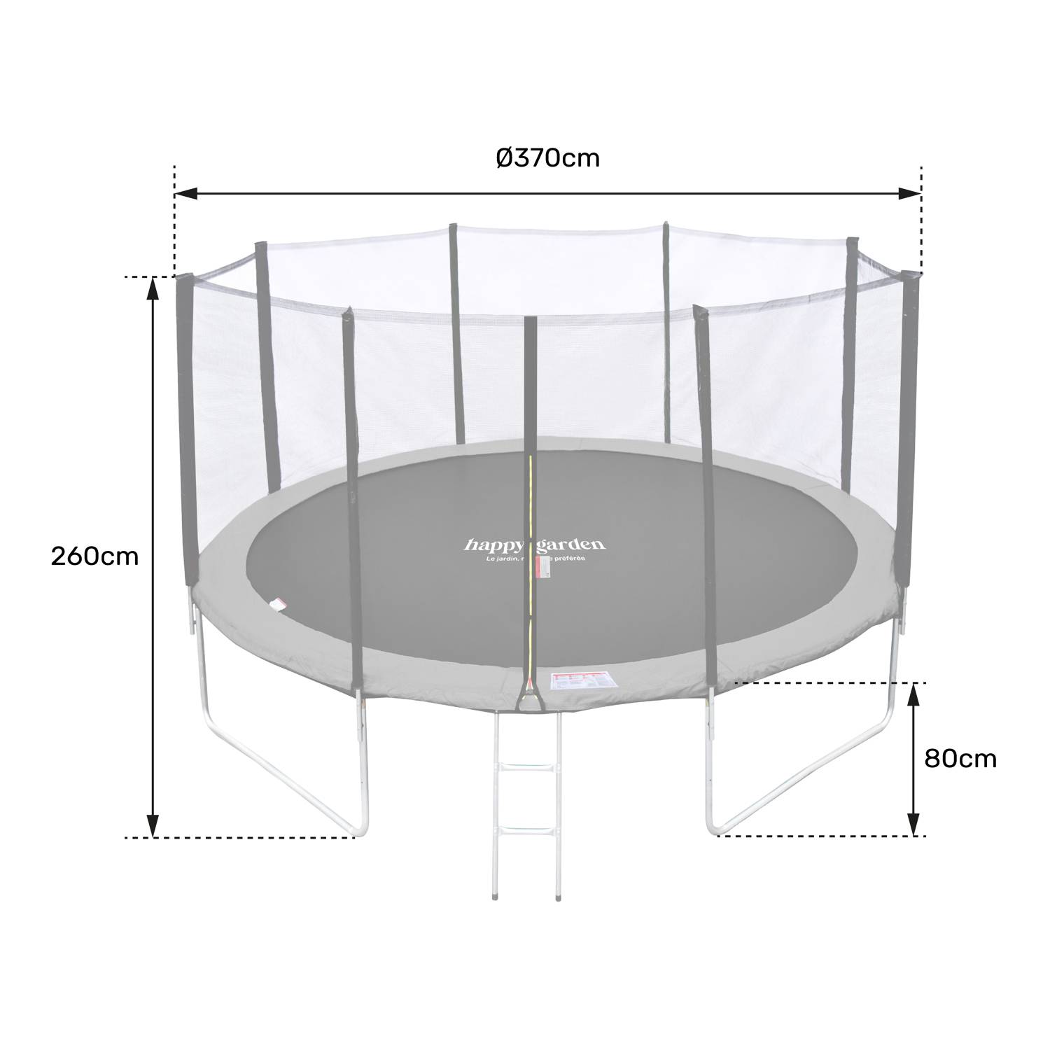 Happy Garden - Pack Premium Trampoline 370cm réversible gris / rose PERTH + filet, échelle, bâche et kit d'ancrage - HAPPY GARDEN - Imagen 7
