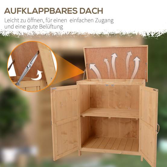 ComfortXL - Armoire de jardin en sapin 74 x 43 x 88 cm naturel à double porte 2 compartiments pour outils et terrasse - Image 5