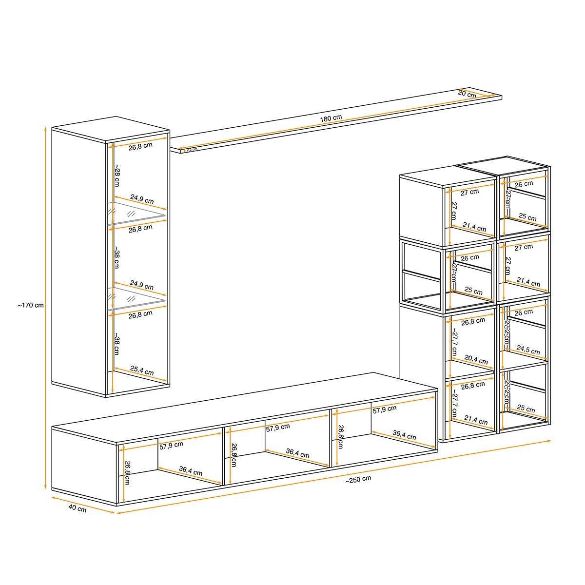Ensemble Meuble TV Design "Switch II" 250cm Naturel & Noir - Image 4