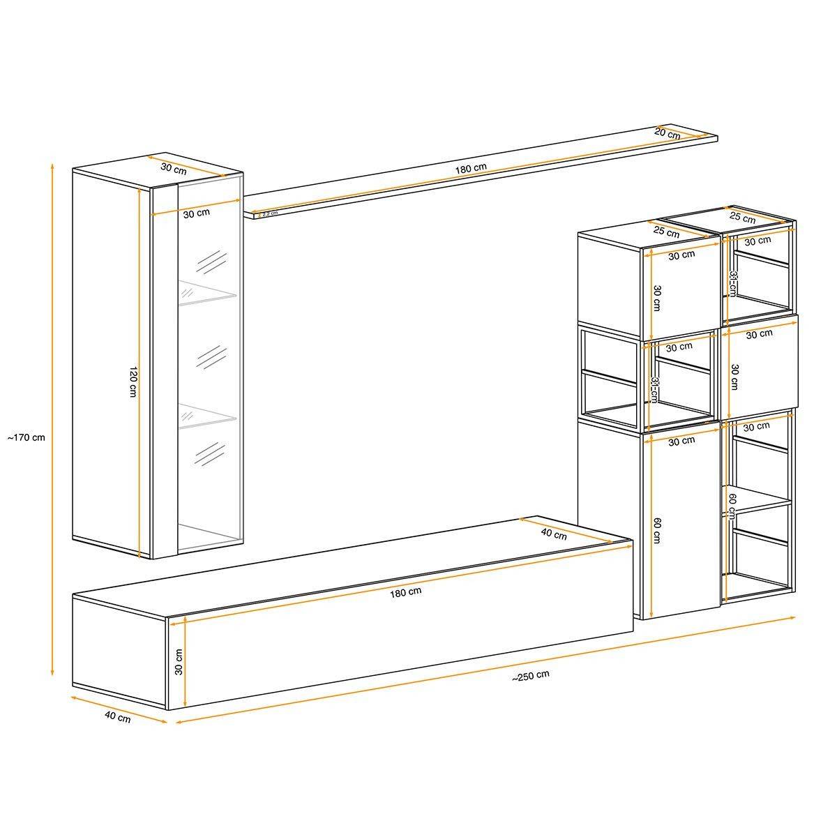 Ensemble Meuble TV Design "Switch II" 250cm Naturel & Noir - Image 3