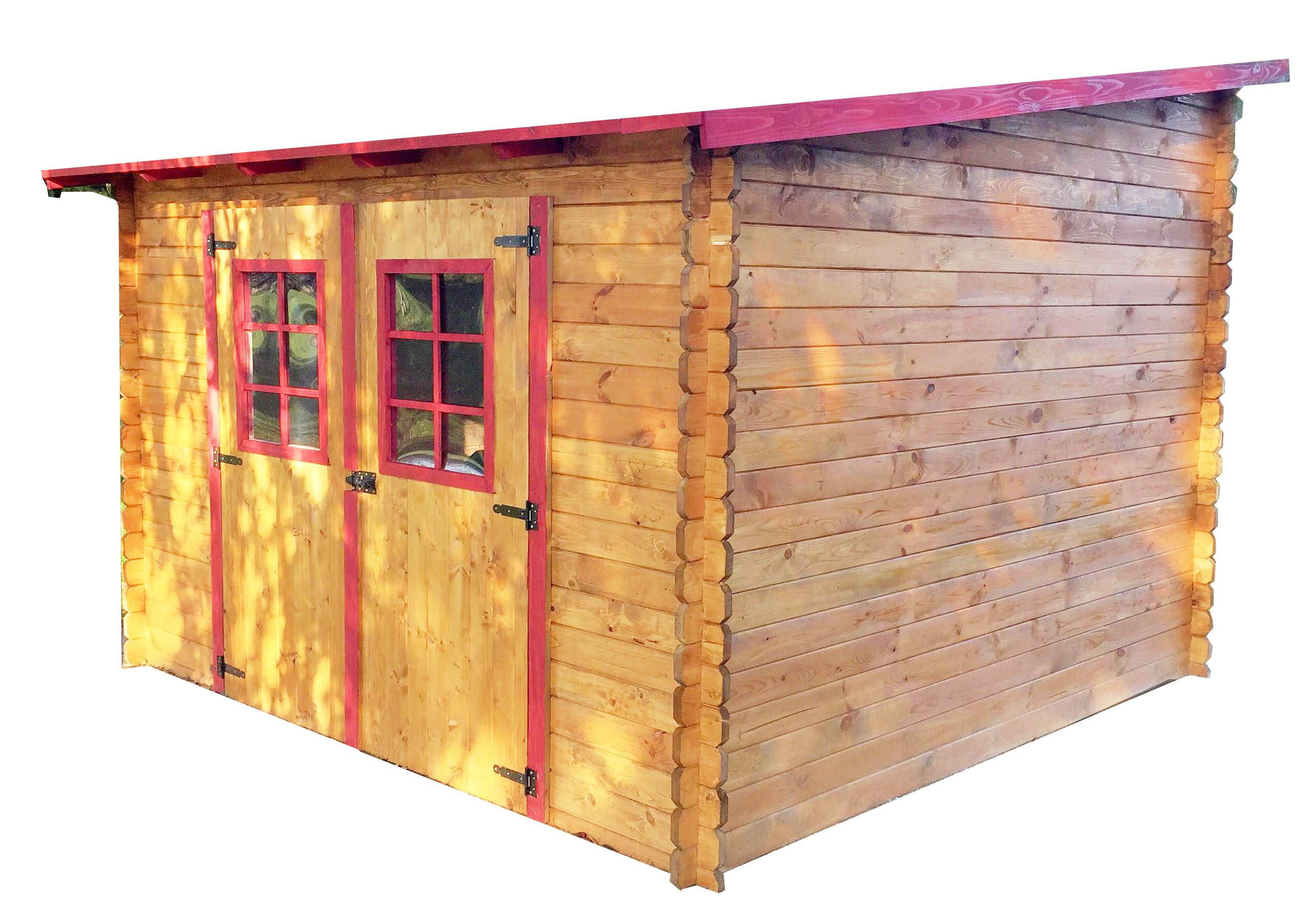 Habrita - Abri Madriers bois massif toit mono pente multidirectionnel  / 28 mm / surface extérieure : 9,94 m2 - Imagen 2