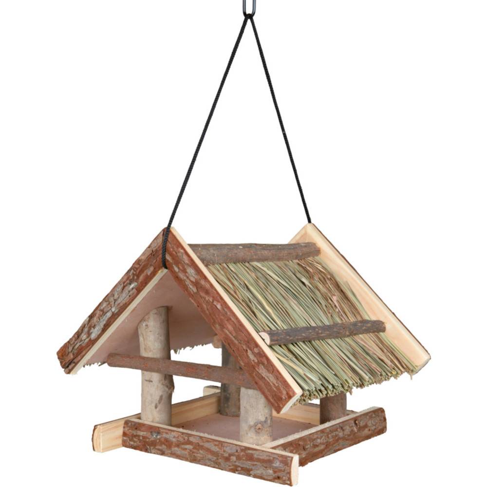 animallparadise - Mangeoire en bois naturel avec prolongement du toit. pour oiseaux - Imagen 1