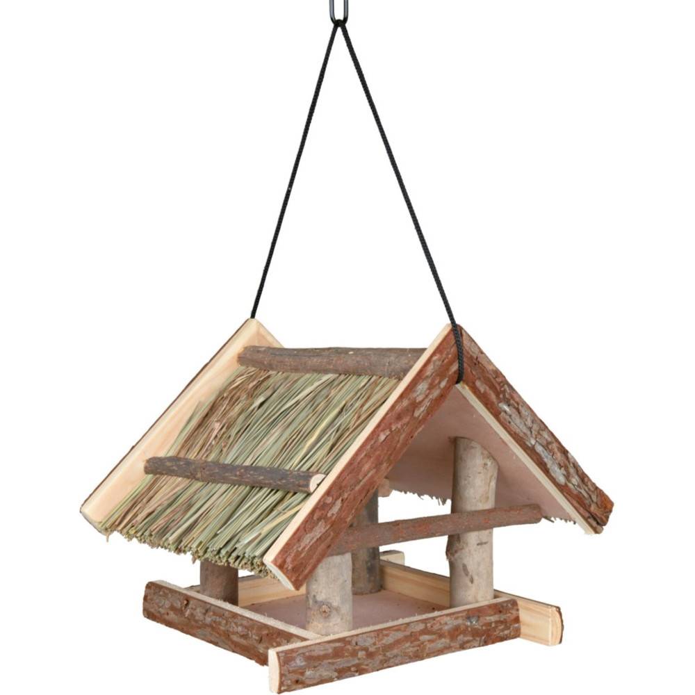 animallparadise - Mangeoire en bois naturel avec prolongement du toit. pour oiseaux - Imagen 2