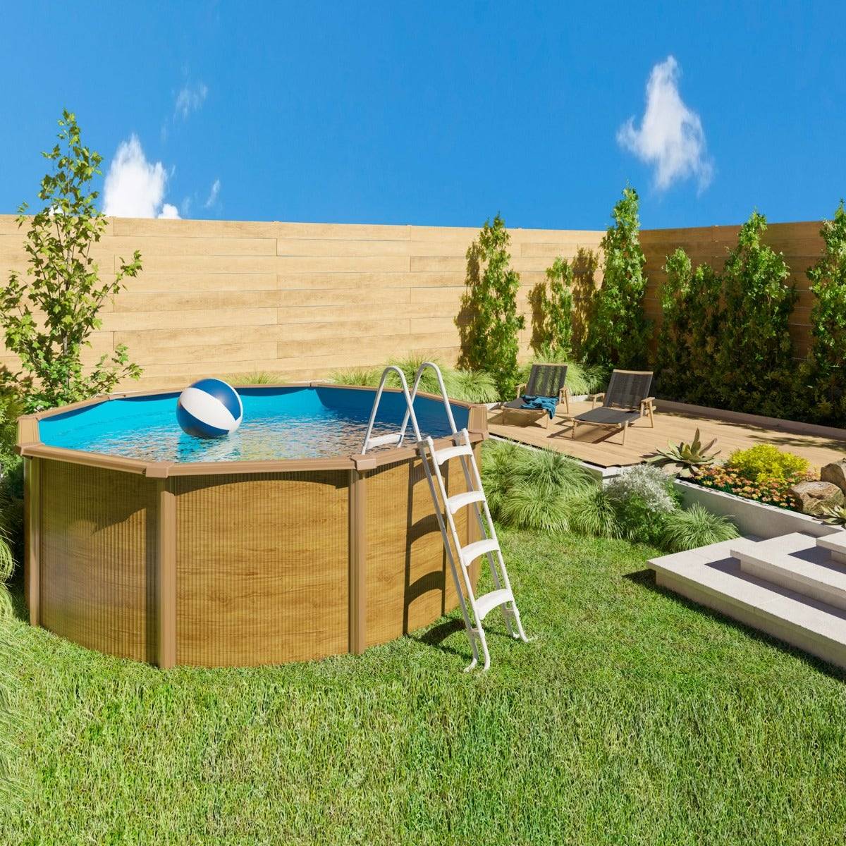 Piscine hors sol acier ronde Ø 3,65 x 1,20 m aspect bois CANYON - Image 2