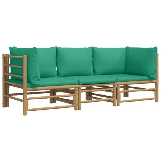 Ensemble Canapé Jardin Bambou 3 pcs Coussins Vert Sectionnel – ComfortXL Outdoor Living - Image 3