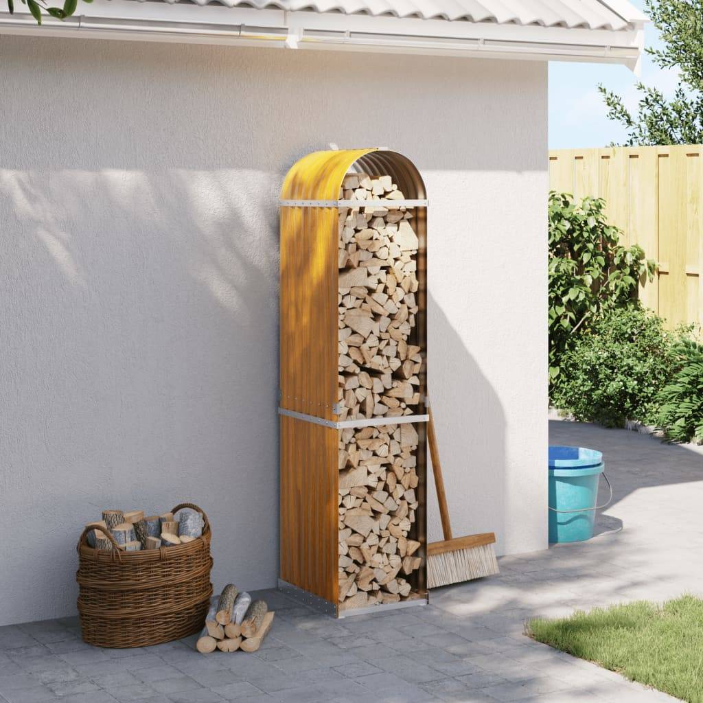 Range-bûches extérieur acier galvanisé Aspect Bois 40x45x170 cm – ComfortXL Outdoor Living - Image 1