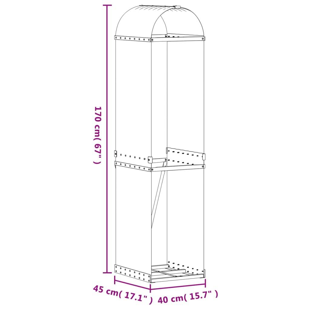 Range-bûches extérieur acier galvanisé Aspect Bois 40x45x170 cm – ComfortXL Outdoor Living - Image 9