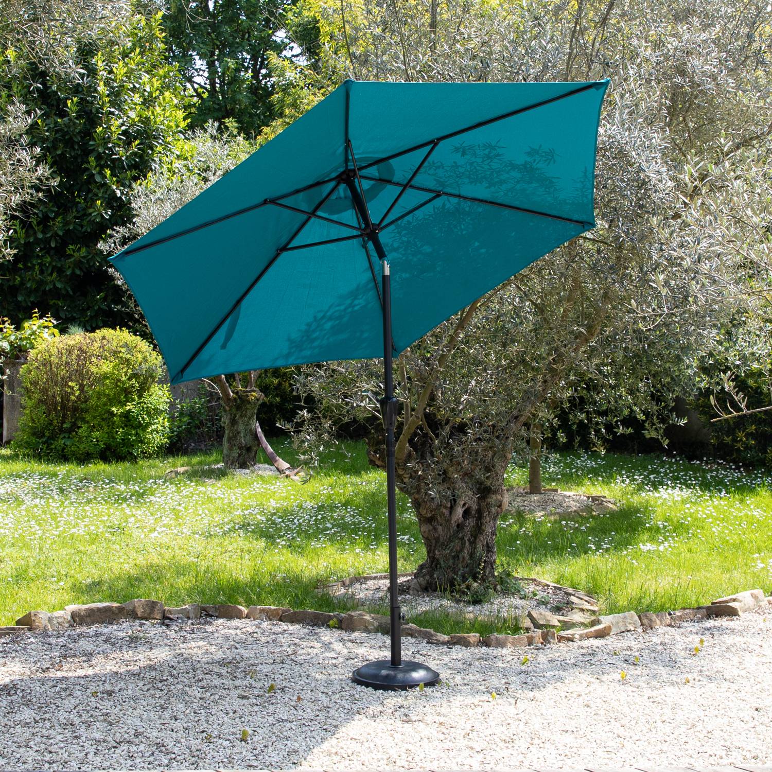 Parasol droit HAPUNA rond 2,70m de diamètre bleu - HAPPY GARDEN - Imagen 2