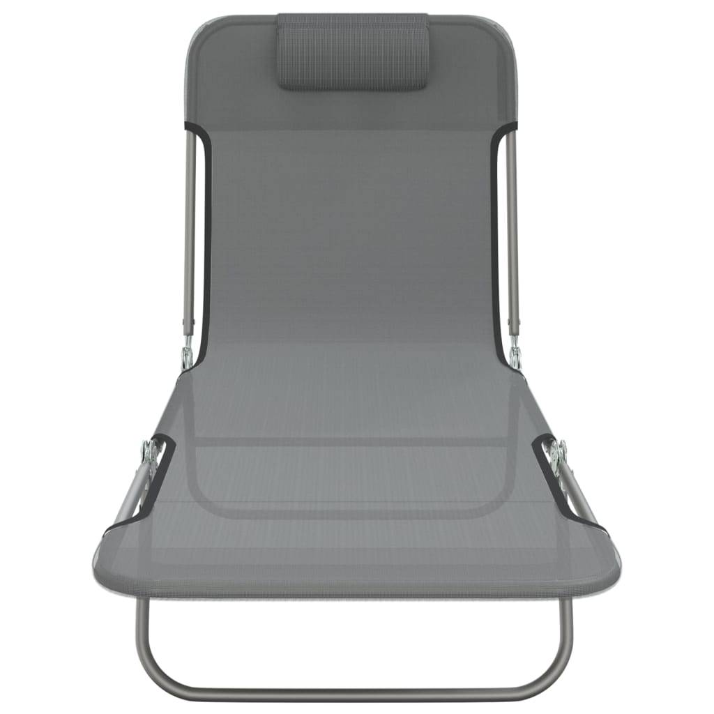 Vidaxl - Chaises longues pliables lot de 2 gris textilène et acier vidaXL 360183 - Image 10