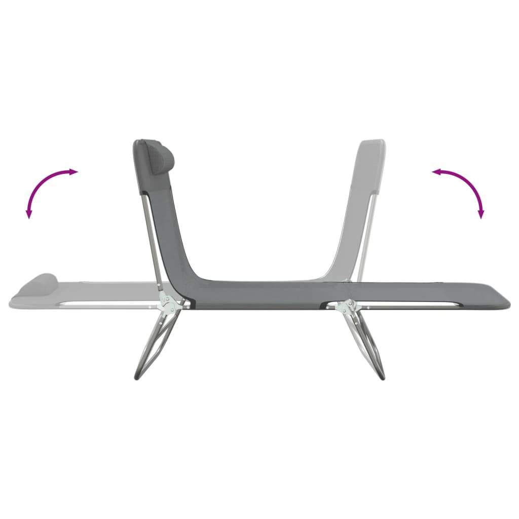 Vidaxl - Chaises longues pliables lot de 2 gris textilène et acier vidaXL 360183 - Image 8