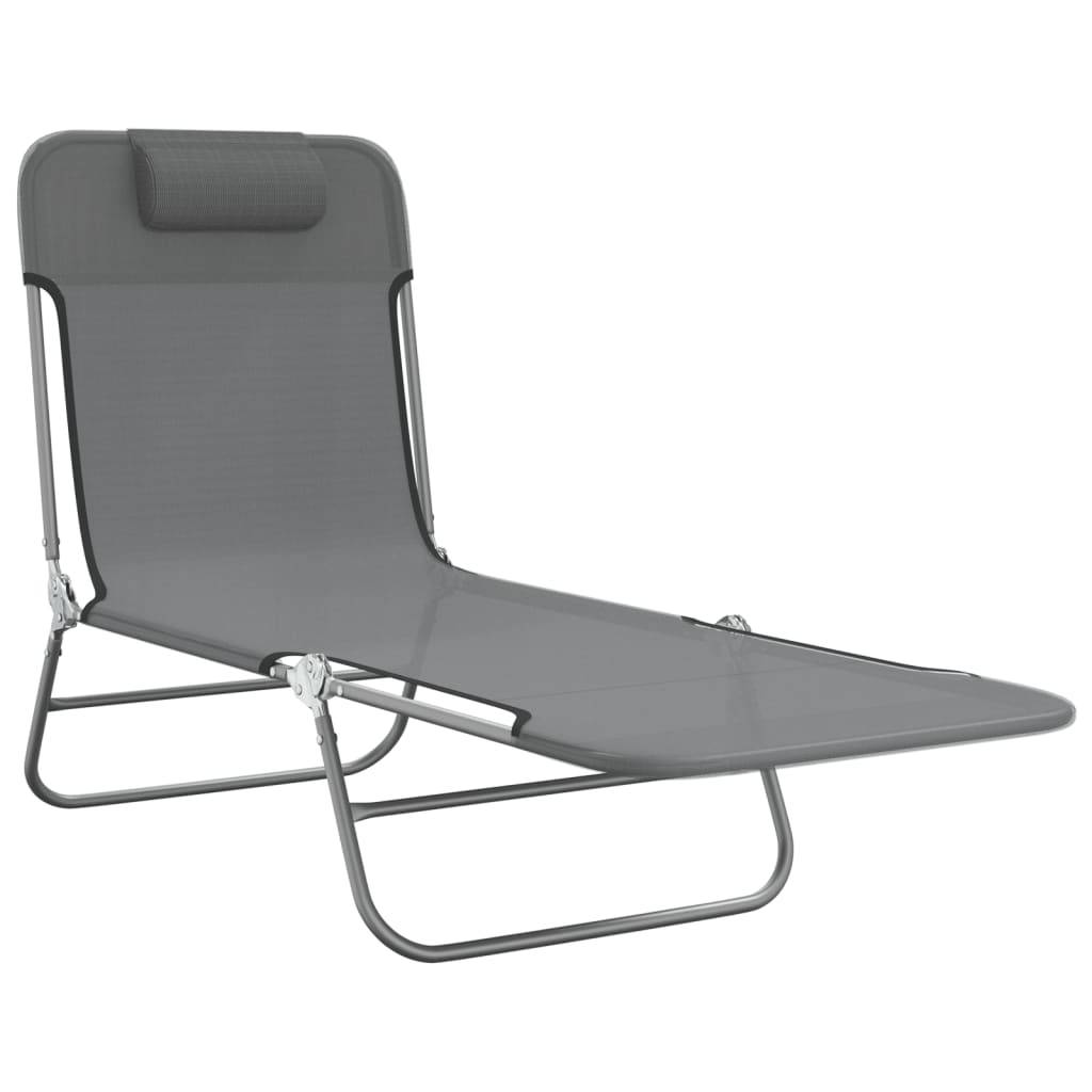 Vidaxl - Chaises longues pliables lot de 2 gris textilène et acier vidaXL 360183 - Image 9