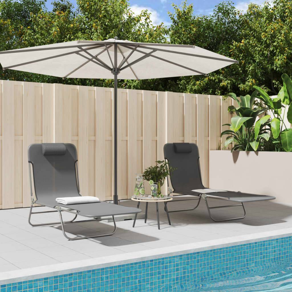 Vidaxl - Chaises longues pliables lot de 2 gris textilène et acier vidaXL 360183 - Image 1