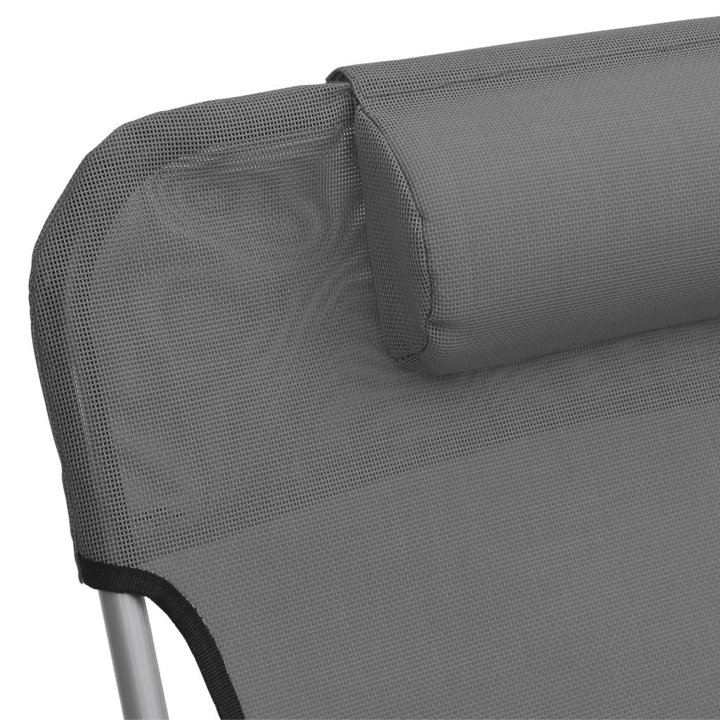 Vidaxl - Chaises longues pliables lot de 2 gris textilène et acier vidaXL 360183 - Image 4