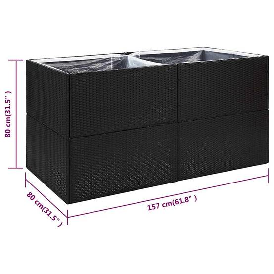 Vidaxl - Jardinière Noir 157x80x80 cm Résine tressée vidaXL 319174 - Image 3
