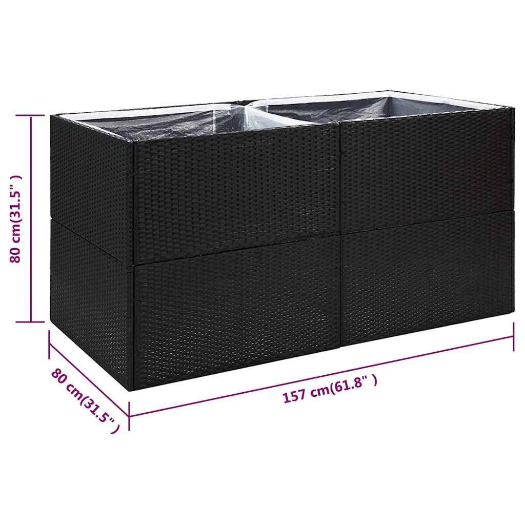 Vidaxl - Jardinière Noir 157x80x80 cm Résine tressée vidaXL 319174 - Image 3