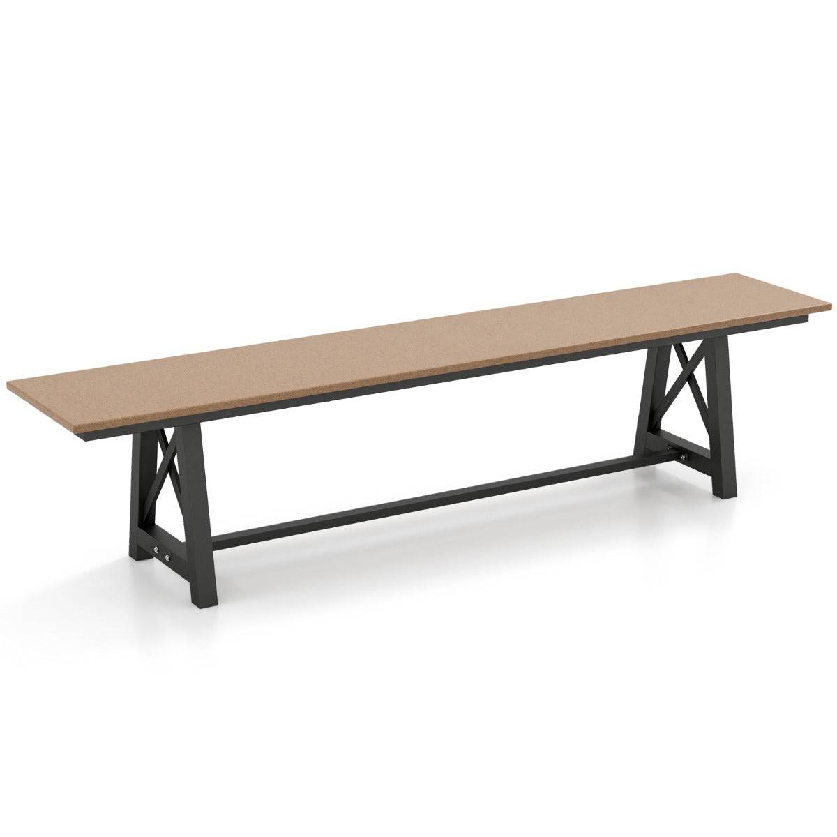 Helloshop26 - Banc de jardin d'extérieur en HDPE pour 3 à 4 personnes cadre en métal banc de patio sans dossier de 183 cm capacité de 500 kg marron - Imagen 1