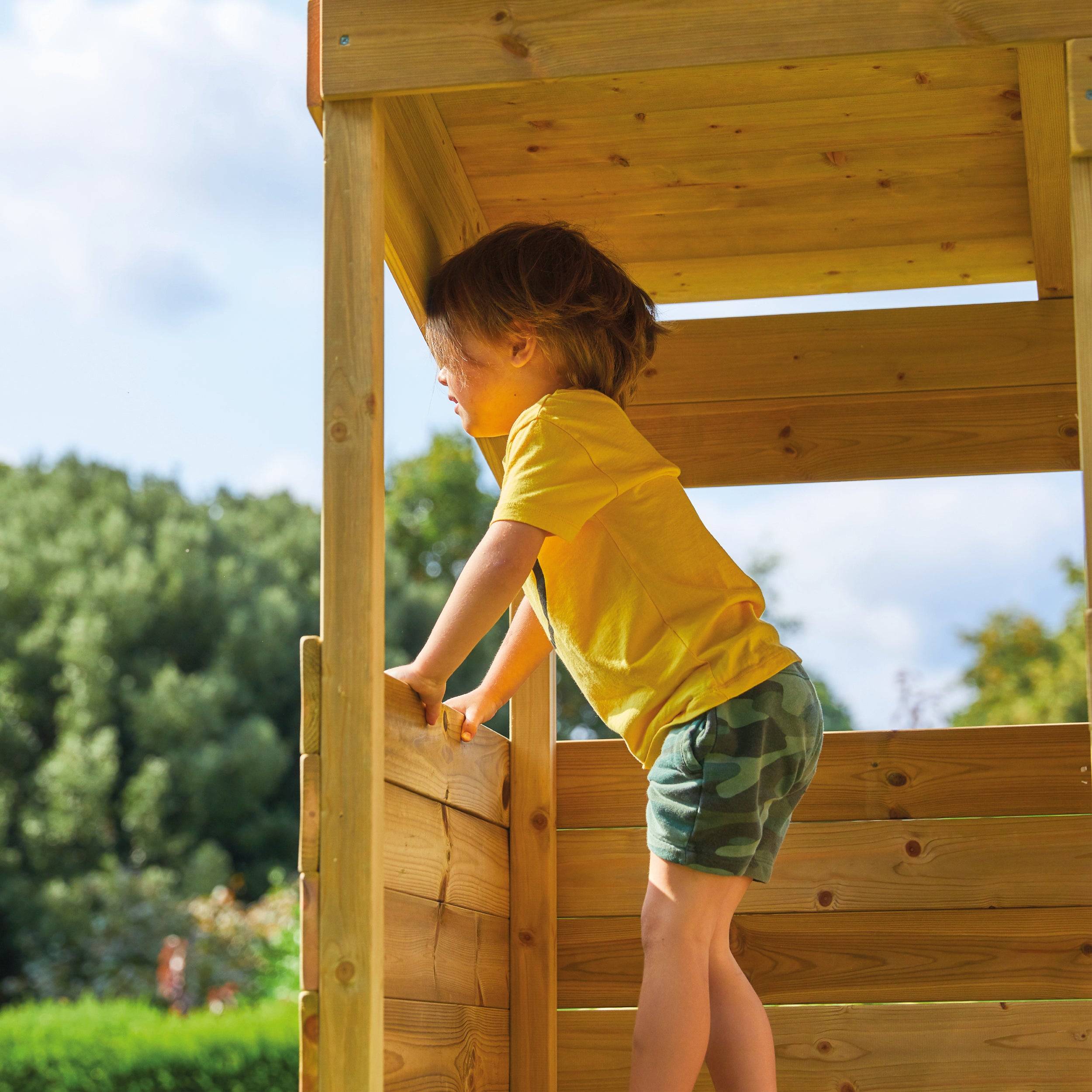Cabane sur pilotis en bois FSC® avec toboggan vert kaki CIMES - Image 3