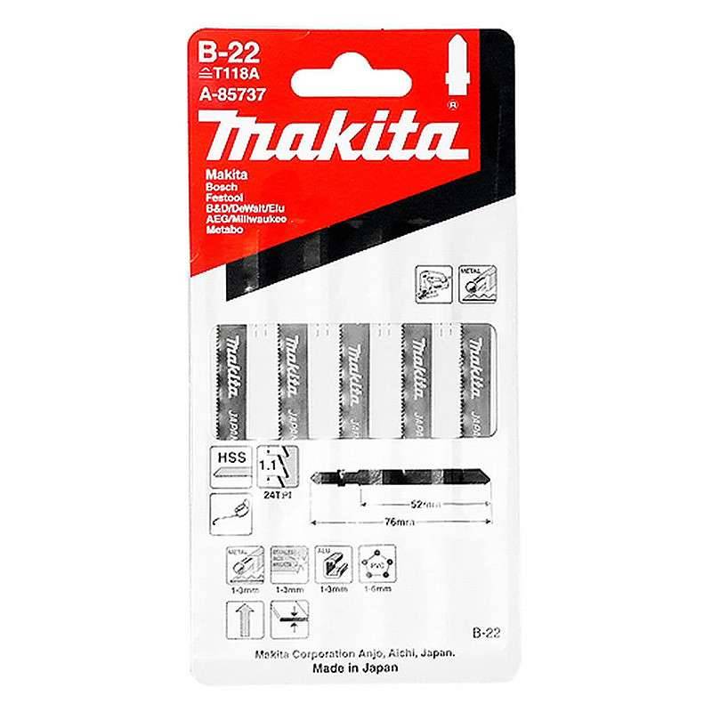 Makita - Lot de 5 lames MAKITA A-85737 pour scie sauteuse (Métal, inox, alu et PVC) Makita - Imagen 2