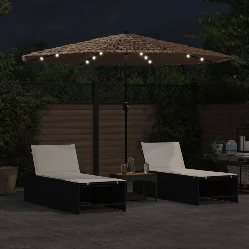 Parasol de jardin avec LED en polyester et acier marron 324 x 324 x 247 cm - PANGIVO - Image 2