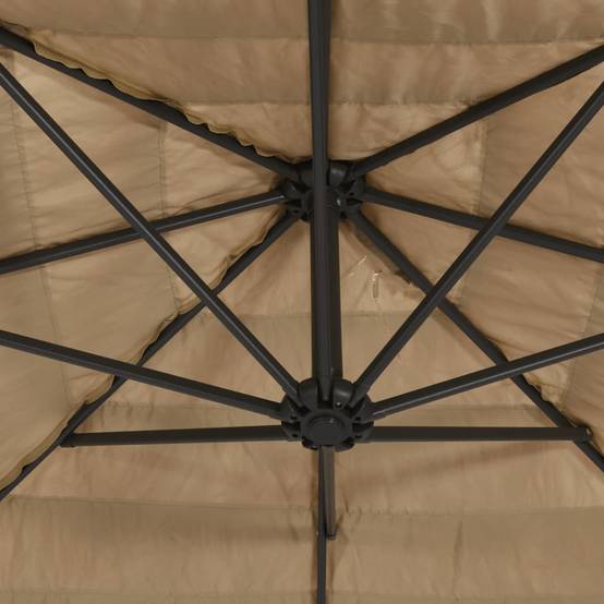 Parasol de jardin avec LED en polyester et acier marron 324 x 324 x 247 cm - PANGIVO - Image 7