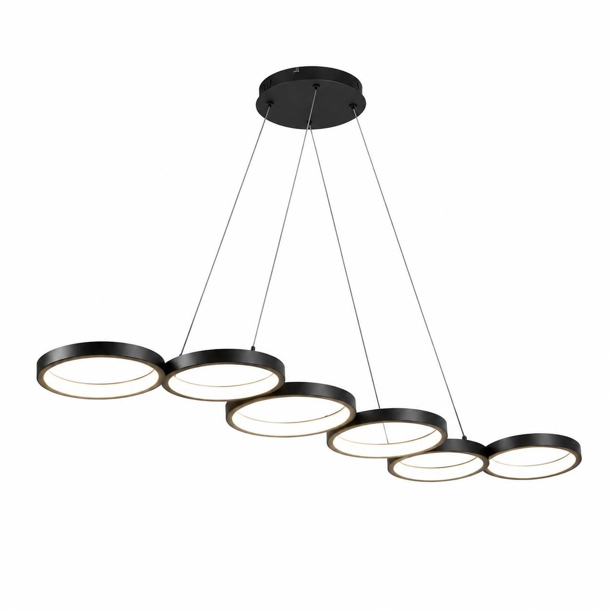 Suspension LED 6 Anneaux Dimmable Télécommande Ajustable