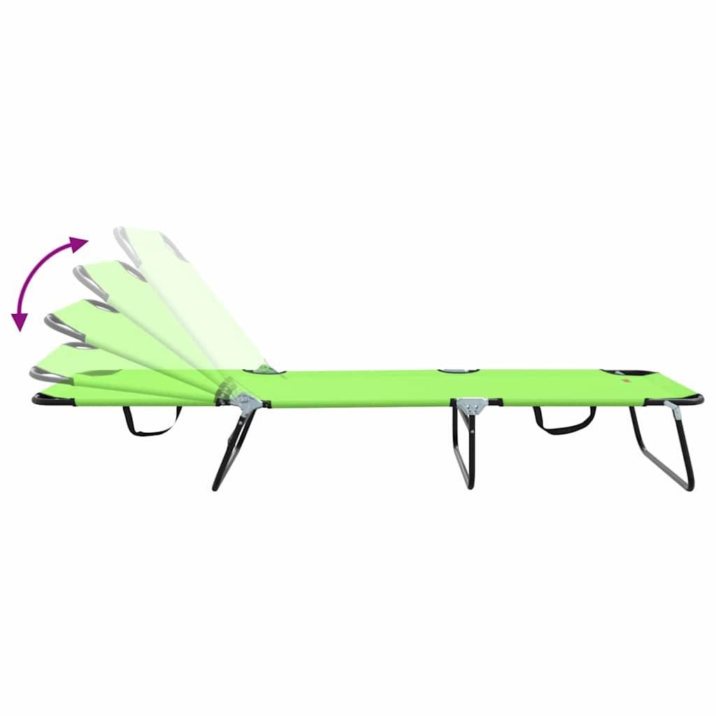 Maison Chic - Chaise longue | Transat | Bain de soleil pliante Vert 188 x 57 x 86,5 cm Polyester - Image 9