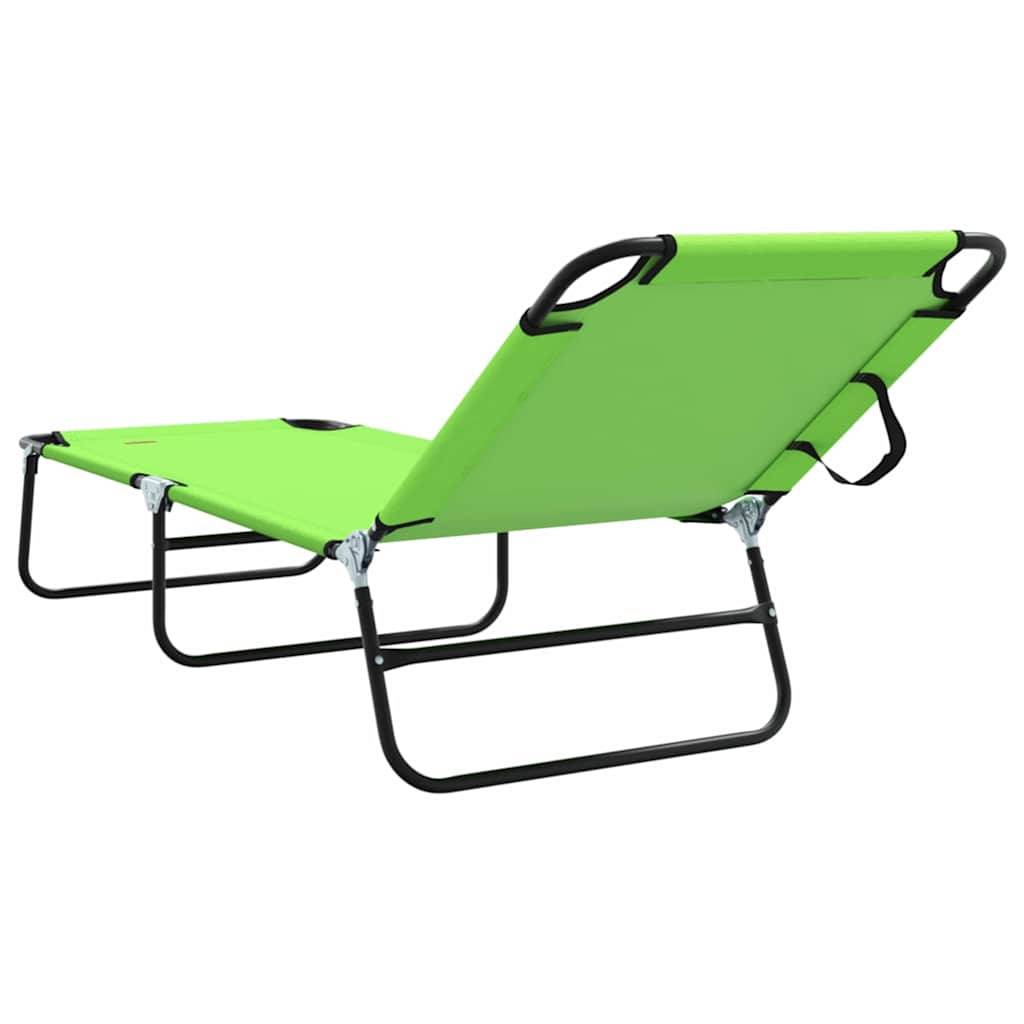 Maison Chic - Chaise longue | Transat | Bain de soleil pliante Vert 188 x 57 x 86,5 cm Polyester - Image 6