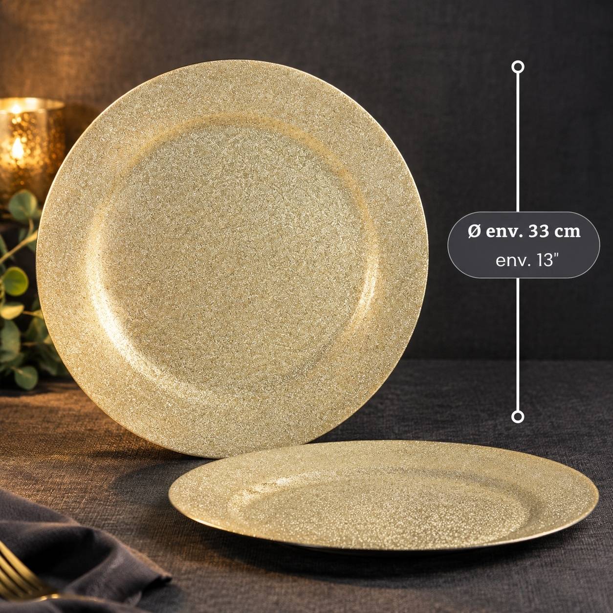 Assiettes de Présentation Lustrées en Plastique Champagne - Image 6