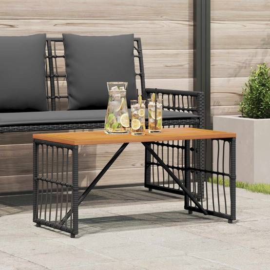 PANGIVO - Table de jardin Noir Acier et Rattan Poly 80 x 40 x 40 cm - PANGIVO - Image 1
